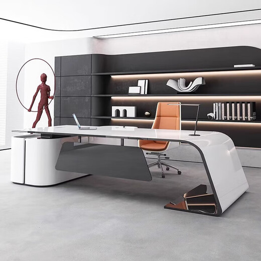 Creative painted boss desk, light luxury desk, president's desk, simple modern medical beauty executive manager desk combination 1.6*0.8*m left side cabinet