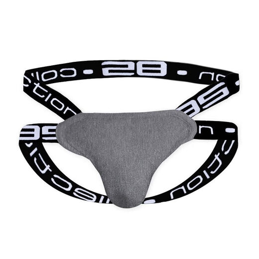 Men's letter U convex double thongs gay sexy tight sexy thongs plus fat plus size buttocks revealing underwear white M