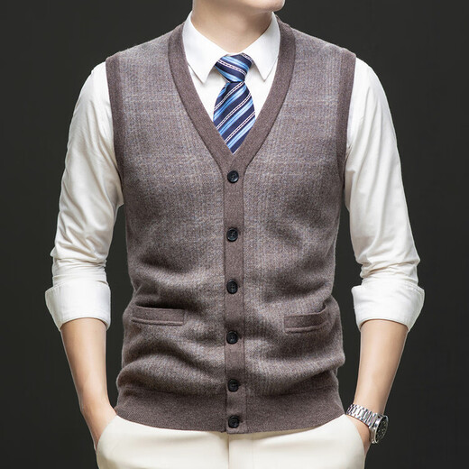 Ordo Cashmere Vest Men's Thickened Wool Sweater Warm Sleeveless Dad's Clothing Middle-aged and Elderly Clothes Sweater Armor for Men Mituo XL 180