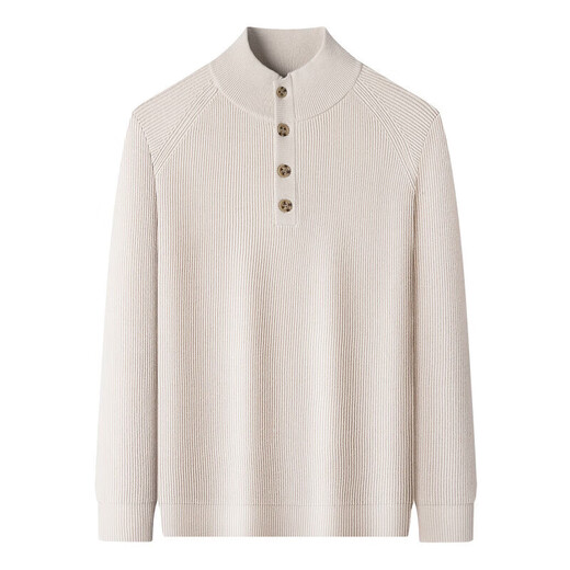 YISHion 2025 new cardigan 12-needle raglan sleeve Henry collar sweater with men's business casual knitted red brown M