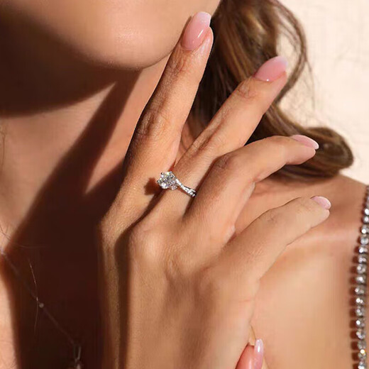 DR diamond ring Liu Shishi twisted arm diamond ring moissanite 1 carat S925 silver ring as a versatile gift for your girlfriend