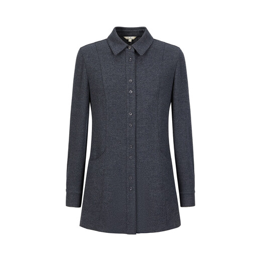 JUZUI Shopping Mall Same Style Zhimei Workplace Commuting Wool Shirt Women 2024 Winter Model JWED60108 Dark Gray L