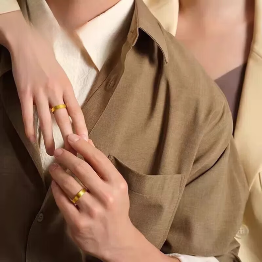 Lan Lian gold-wrapped gold pure gold 999 ancient ring for men and women 2025 new pure gold ring ring gift for girlfriend, gold 0.4 grams - size 8