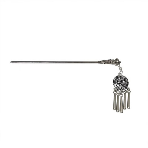 Zhao Lusi and Xu Yan's same style tassel hairpin, new Chinese style ancient style Hanfu updo headwear, daily wear for senior women, silver ethnic style tassel hairpin