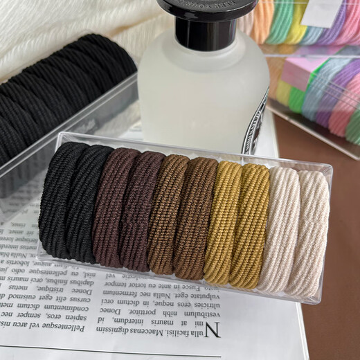 Ye Feili 10 high ponytail hair ropes are durable and do not hurt the hair. Threaded rubber band sewing hair ropes for women to tie their hair. High elastic hair ties.