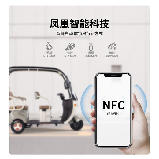 Phoenix Fengya electric tricycle household electric motorcycle adult electric car small tricycle electric car with shed Chaowei battery 600W+60V20A lead-acid + battery life about 45 kilometers