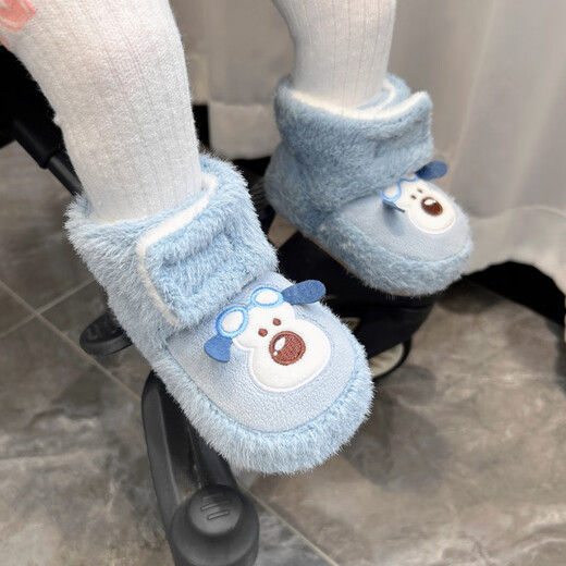 Miduer winter newborn baby 0-1 year old male and female baby soft-soled warm cotton shoes plus velvet thick anti-slip cute cotton shoes pink (sled dog cotton shoes) 12.5 L inner length 12.5cm recommended 7-15 months