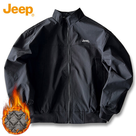 Jeep (JEEP) jacket men's coat autumn and winter stand collar executive casual loose American clothes men's black cotton XL
