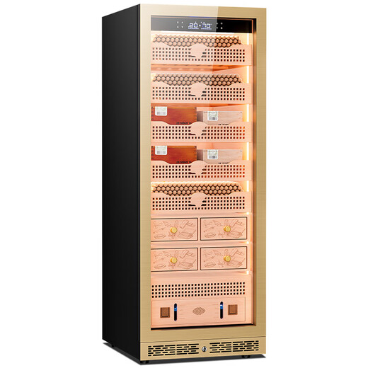 Kelong 608C cigar cabinet, constant temperature and humidity, water ion ammonia removal, smart WiFi, IoT control, air-cooled cedar wood liner shelf, alcohol feeding, water circulation compressor, refrigeration cigar cabinet, rose gold 2-wake humidifier box + cedar wood liner shelf + purified ammonia + WiFi