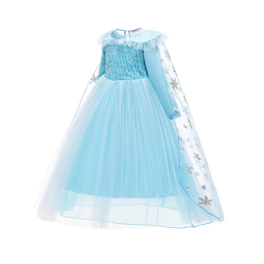 Yuetong companion autumn and winter girls Elsa princess dress long-sleeved Elsa cape dress children's Frozen costume costume Liuyi D98 skirt 110 cm