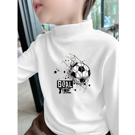 Boys' German velvet bottoming shirt, autumn and winter 2025 new style half turtleneck inner wear, warm long-sleeved T-shirt for middle and large children, trendy and cool blue Y2578 160