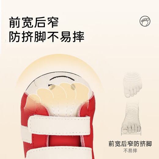 Chino Mouse Official Authentic Xiaole Mouse Toddler Shoes 1-3 Years Old Soft Sole 2025 Spring and Autumn Baby Shoes for Boys and Girls Anti-Slip Red Size 25 (Suitable for Feet Length 14.5-15.0cm)
