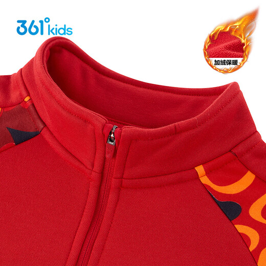 361 New Year's clothing New Year's children's sweatshirt 26 spring men's and large children's velvet warm half turtleneck splicing top red 150