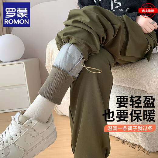 ROMON high-end American workwear down pants for women's outerwear winter new Northeast cold-proof minus 40 degree extreme cold cotton pants Army Green S 80-95Jin Jin equals 0.5 kg