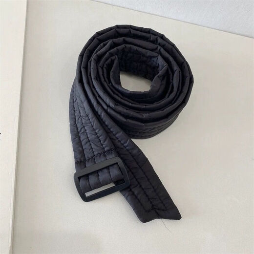 Qumuye down jacket belt women's decorative strap universal casual quilted belt waist women's all-match cotton jacket waist belt black matte down jacket belt about 170 cm