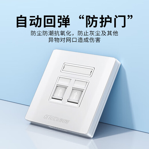 CFRHE Changfenglian et panneau réseau universel à 4 ports à port unique et double port de type 86 avec module sans câble Prise de port réseau non blindé Gigabit de catégorie 6 Panneau d'information technique ignifuge RJ45 CF-8602 Panneau à 2 ports blanc