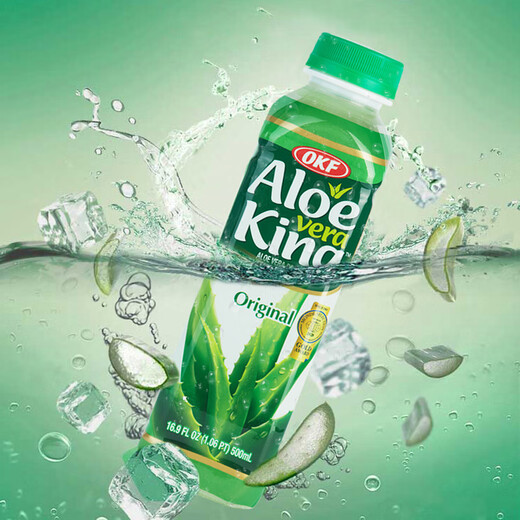 OKF imported from South Korea Aloe Vera Drink 500ml*4 bottles 8% Aloe Vera Gel crispy particles
