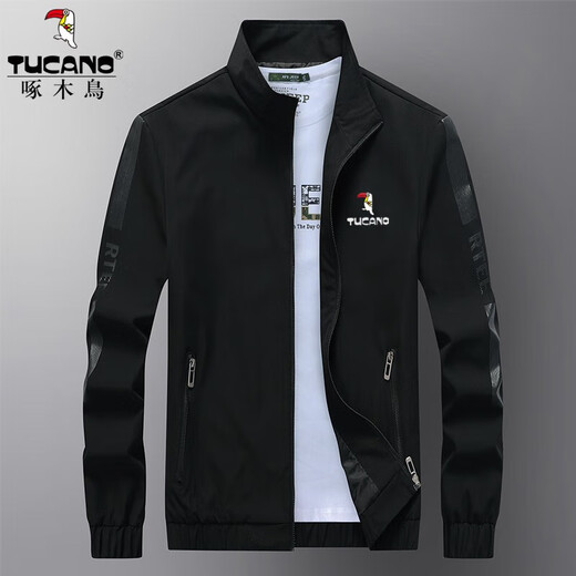 Woodpecker (TUCANO) Thin Jacket Men's Spring and Autumn New Casual Stand-up Collar Jacket Men's Large Size Velvet Thickened Top 188 Khaki Spring and Autumn Style Free Socks 3XL Recommended 150-165 Jin Jin equals 0.5 kg