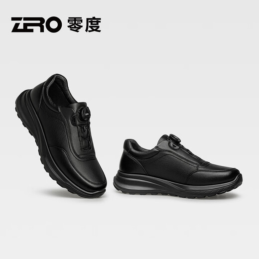 Zero Business Genuine Leather Fashionable Casual Men's Shoes 25 New Soft Bottom Cushioning Anti-Slip Comfortable Hiking Shoes Black 42