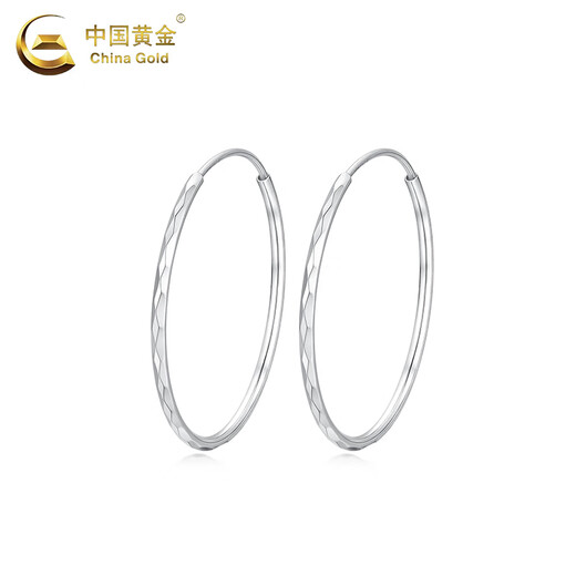 CHINA GOLD PT950 Platinum Simple Round Earrings Women's Love Platinum Earrings Valentine's Day Birthday Gift for Girlfriend and Wife Platinum Simple Round Earrings One Pair About 4g