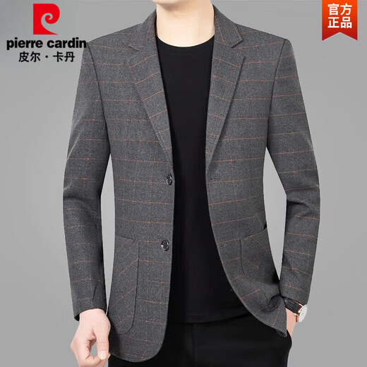 Pierre Cardin Casual Suit Jacket Men's 2025 Autumn and Winter New Style Young and Middle-aged Slim Suit Top Single Jacket Men 015 Gray L 175L