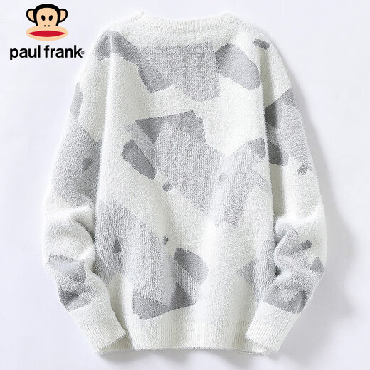 大嘴猴（paul frank）毛衣男士秋冬季厚款保暖针织衫男潮流毛线衣外套男装 白色 XL