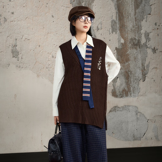 Nishimachi Village House (SETIROM) College Suit Women's 2025 New Knitted Vest, Shirt, Underwear and Outerwear including Tie XAAD10576 Off-White/Coffee One Size