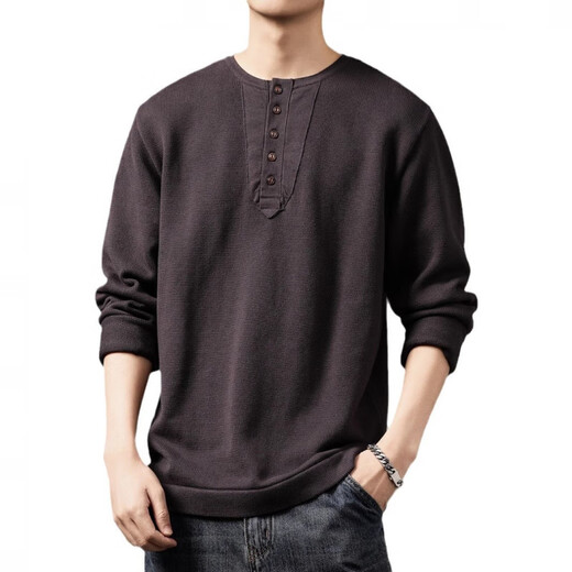 LUMILOTUS light luxury new brand high-end American tough guy Henry collar sweater men's winter new heavy retro casual classic style S suitable for 90-110 Jin Jin equals 0.5 kg