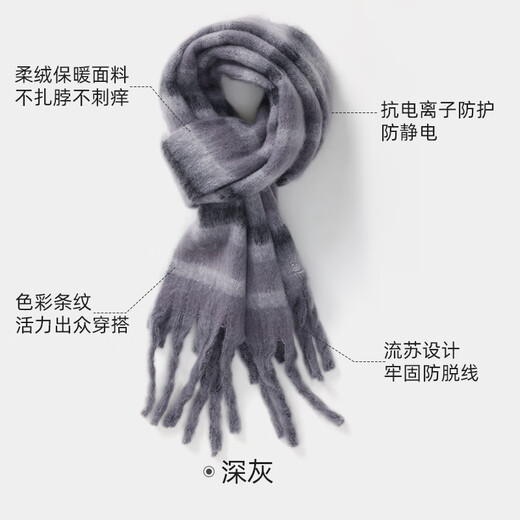 Camel mohair plaid scarf for women 2025 new autumn and winter Korean version trendy and versatile couple warm and high-end scarf