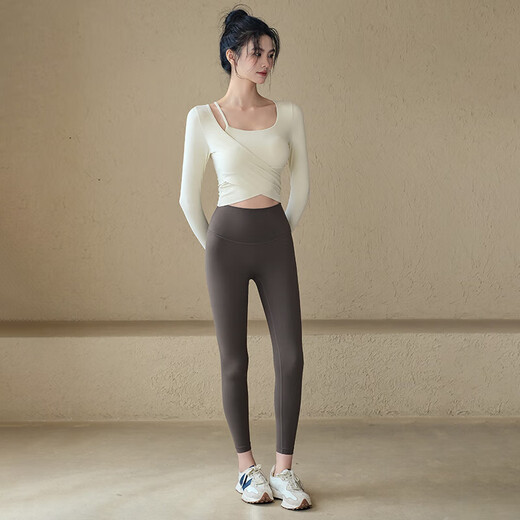 ACKDCS long-sleeved yoga clothes with chest pads for women 2025 autumn and winter high-looking running sports tops Pilates fitness T-shirts