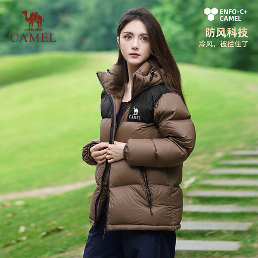 Camel (CAMEL) outdoor down jacket thickened and warm in winter for men and women, windproof and water-repellent graphene bread jacket