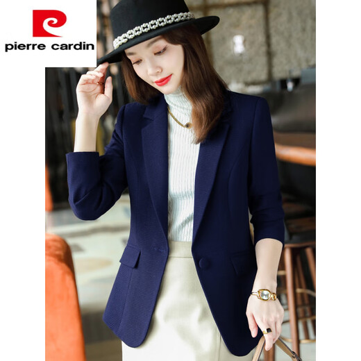 Pierre Cardin dark green suit jacket for women spring and autumn 2025 new Korean style fashionable and casual small man suit top knitted dark green suit (single piece) M (suitable for 92-101Jin Jin equals 0.5 kg)