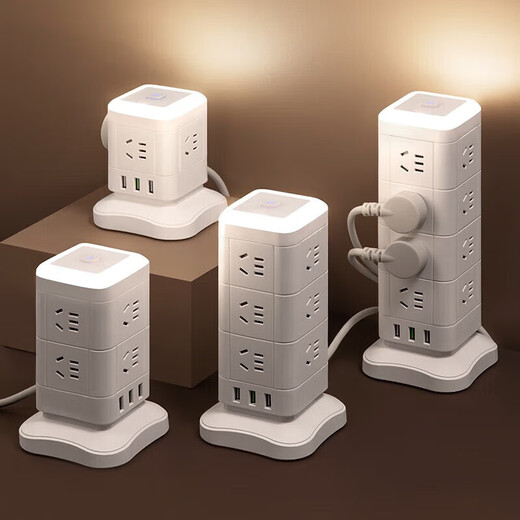 Vertical socket office multi-functional USB plug-in strip household plug-in board Rubik's Cube Bull 1 layer u4 socket + 3 usb 0.8 meters