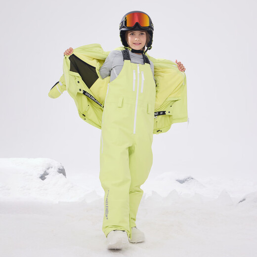 Cold Element Coldelement Children's Ski Suit New 3L Laminated Ski Suit Overalls Set Professional Waterproof Thickening Lime Yellow Green + Lime Yellow Green Overalls 150cm Recommended 40-45kg