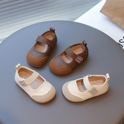 Tyranis Yangma recommends girls' small leather shoes 2025 spring and autumn new little girl princess shoes baby girl Velcro off-white 16_inner length 12cm