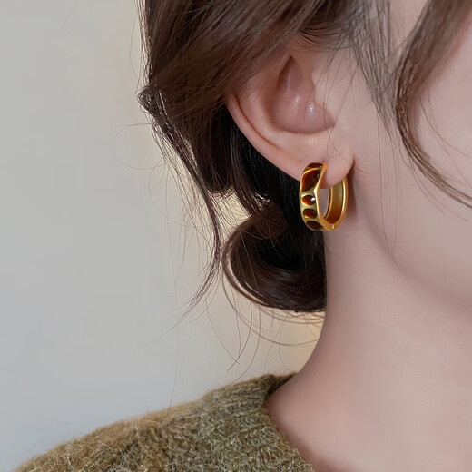 LANSILL Maillard leopard print hoop earrings for women 2025 new high-end light luxury earrings niche earrings autumn and winter earrings E4118 Maillard leopard print earrings