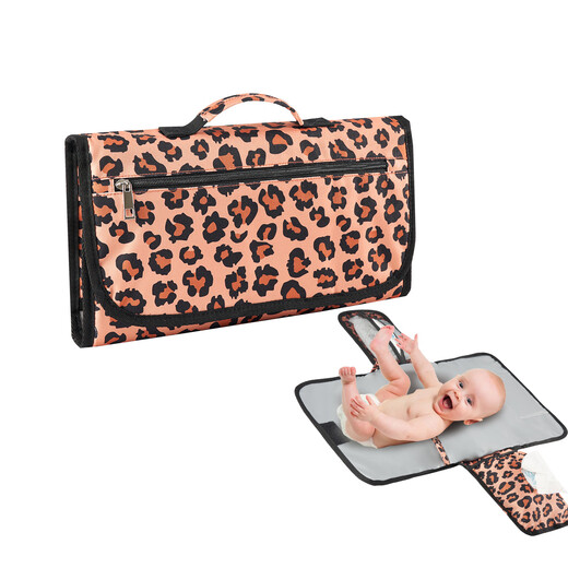 Jingmengyuan Baby Outdoor Foldable Diaper Changing Mat Baby Travel Portable Diaper Pad Baby Diaper Pad Brown Leopard Print One Size