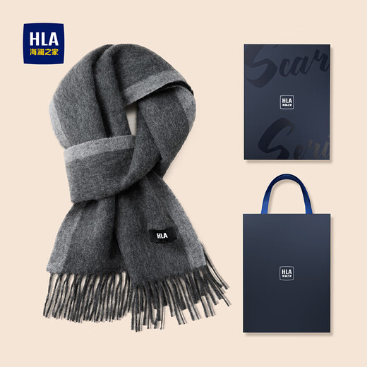 Heilan House (HLA) scarf for men, pure cashmere, fashionable, outdoor, warm and cold-proof, cycling trend, gift to boyfriend in winter, sky gray, one size fits all