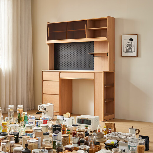 Lin's Home Sideboard Telescopic Dining Table Wall-In-One Multi-Function Storage Cabinet UB8T