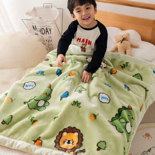 Tang children's Raschel thickened blanket autumn and winter warm baby nap blanket coral velvet double-sided velvet kindergarten blanket Dinosaur Kingdom 200x230cm7.5Jin Jin equals 0.5kg
