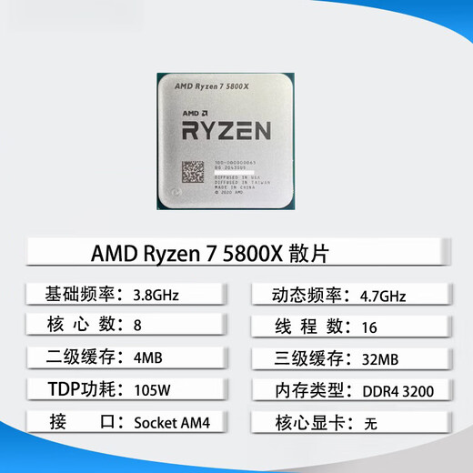 Mihong AMD new boxed CPU R9 5900X R7 5800X 5950X R5 5600X CPU 5700X 5500 5800X3D disassembly and loose chips AMD R7 5800X B2 stepper loose chips One-year warranty