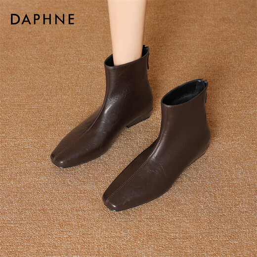 Daphne Short Boots Women's Low Heel Ankle Boots 2025 New Versatile Autumn British Style Autumn and Winter Women's Boots Brown 38 (240mm) Standard Size