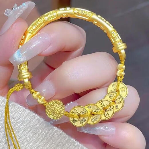 Lan Lian Five Emperors Qian Jiyan half-bracelet female five-way God of Wealth bracelet gold-clad silver copper coin braided gift bracelet for girlfriend