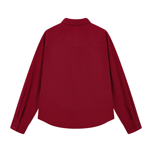 ELLE KIDS Children's Clothing Contrast Color Embroidered Long Sleeve Horse Year New Year Red Shirt Girls Autumn and Winter Corduroy Casual Versatile Top New Year Red 160 (S)