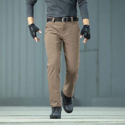 Longya Zhang Yi's same style, quick restock, cold front tactical soft shell trousers, autumn and winter men's commuting stretch outdoor, polar night black (straight version) 32 175/84B, height 175, weight 131-156