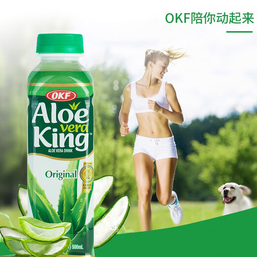 OKF imported from South Korea Aloe Vera Drink 500ml*4 bottles 8% Aloe Vera Gel crispy particles