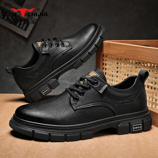 Bull Family Business Formal Leather Shoes Men's Shoes Autumn and Winter 2025 New Shoes Men's Casual Men's Genuine Leather Martin Boots Men's Black Four Seasons Shoes GN123101753 41 (Standard Sports Code)