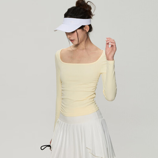 LULULOMDDW Pilates yoga long-sleeved women's slimming waist fitness t-shirt running training base shirt sports top navy blue S