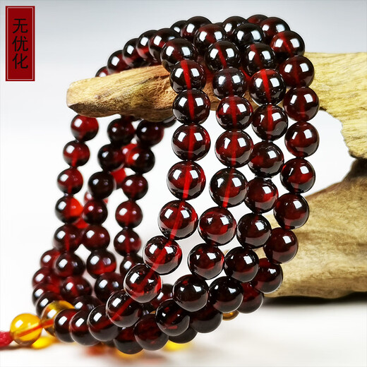 Amber style, one thing, one picture, one certificate, natural blood amber bracelet, 108 pieces, amber necklace, Myanmar raw ore, unbaked color, blood amber 33.91g, 7.5mm
