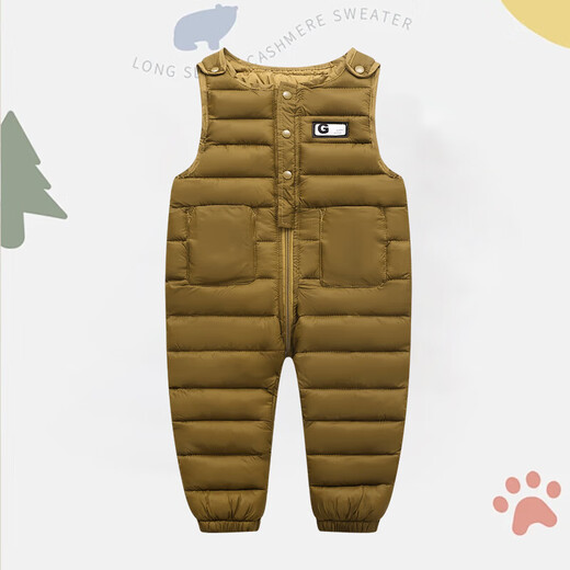 Children's down cotton overalls for boys and girls cotton pants open 1-2 years old 3 baby jumpsuit winter thickened outer wear pink 90